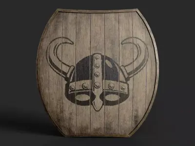 Slavic hybrid shield-painted black helmet symbol Low-poly 3D model