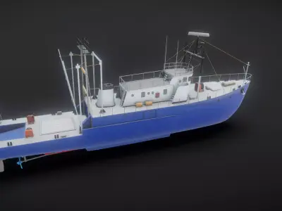 Small fishing boat   Low-poly 3D model