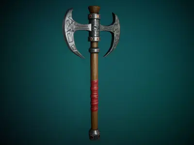 Stylized Cartoon Warrior Axe GameReady Free low-poly 3D model
