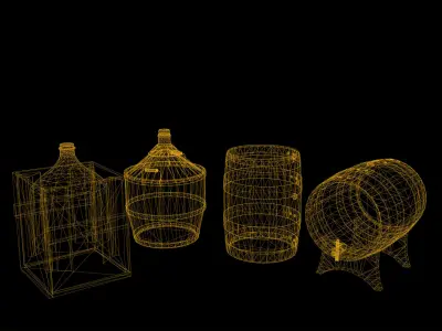 Viking Barrels Low Poly Game Ready Low-poly 3D model