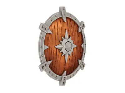 Stylized Medieval Round Shield Low-poly 3D model