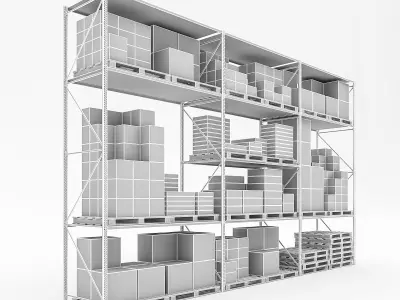 3D Warehouse Rack Model Low-poly 3D model
