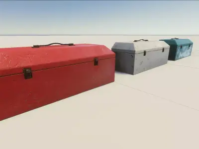 ToolBox three different colored trunks Low-poly 3D model
