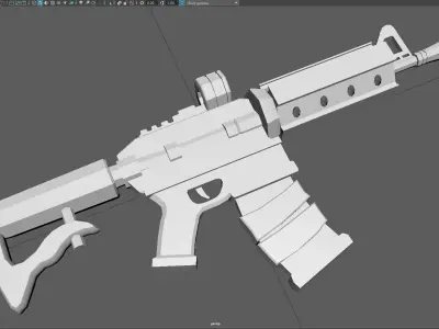 Stylized Assault Rifle Low Poly Game Ready Gun Free low-poly 3D model