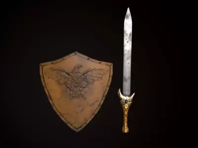 Sword n Shield Low-poly 3D model