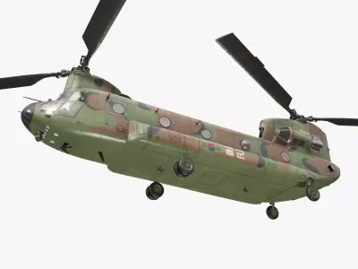  CH-47 Chinook Korean Air Force Basic Animation Low-poly 3D model