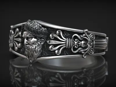 Zeus Laurel Head Antique Greek Pattern Ring 3D print model