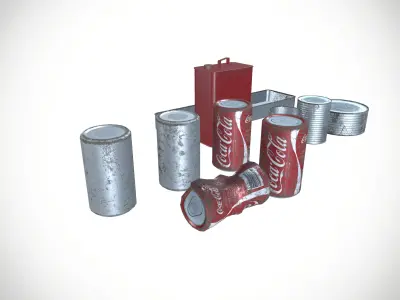 Metal Pans Tin Can Metal Box Low-poly 3D model