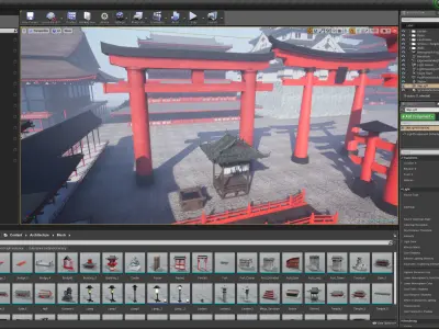Japanese Architecture Pack - UE4 Project Low-poly 3D model