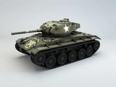 Low Poly M24 Chaffe light tank Low-poly 3D model