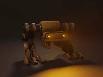 Old Battle Mech Free low-poly 3D model