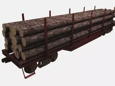 Lumbar Railcar Low-poly 3D model