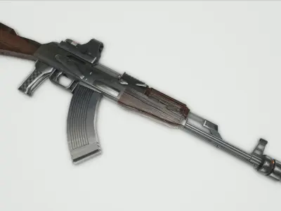 Ak-47 rifle Low-poly 3D model 5