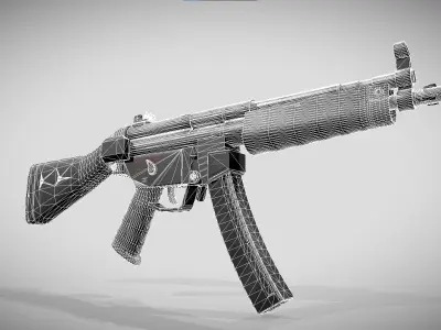 MP5 Submachine-gun Low-poly 3D model