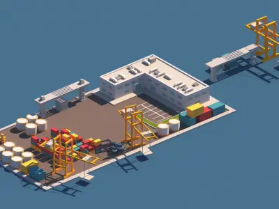 Cartoon Low Poly Port Package Low-poly 3D model