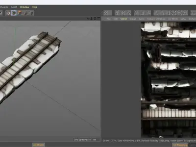 Stylized Railway Track - AI Low-poly 3D model