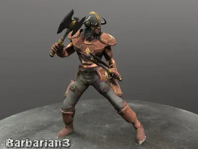 Barbarian man with gun Low-poly 3D model