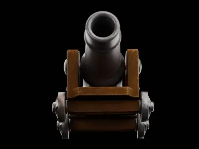 Pirate Cannon Low-poly 3D model 2