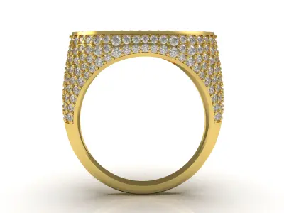 Antique Oval Signet Half Way Diamond Ring 3D print model