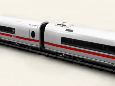 ICE 3 high speed train on tracks 3D model
