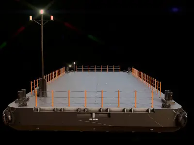 Truckable Push Boat and  PONTOON  Low-poly 3D model