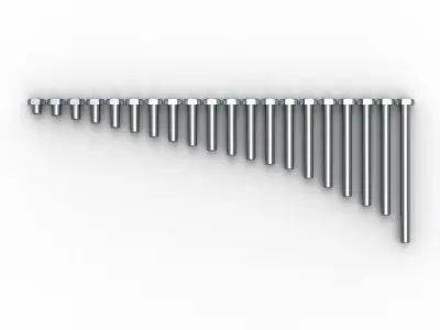 Hexagon head screw ISO 4017 DIN 933 3D model