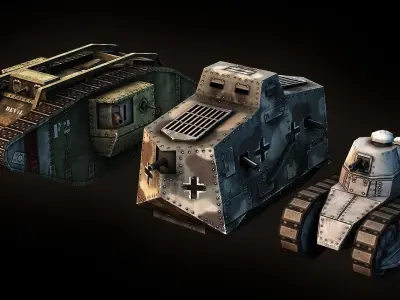 World War I Tank Pack Low-poly 3D model