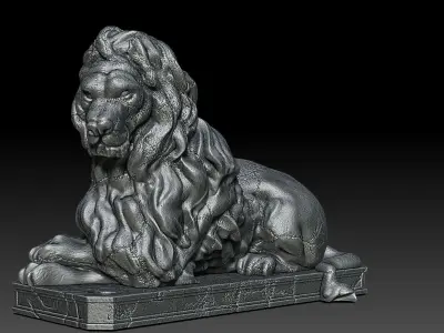 Lion Sculpture-3D print model -Lion statue 3D print model