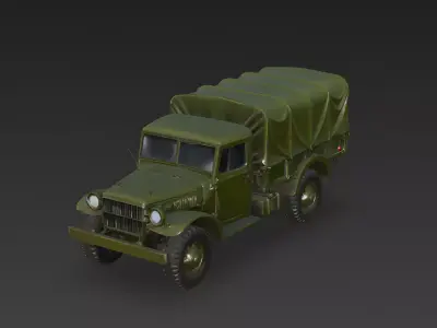 WWII 2-5 Ton Military Cargo Truck 3D Model Low-poly 3D model