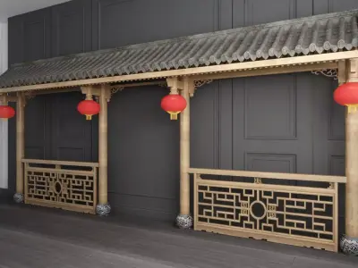 Chinese Entrance Frame With Lanterns 3D model
