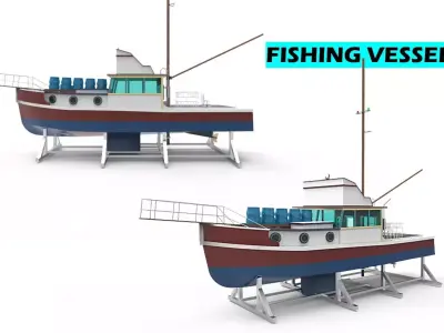 docking fishing ship 2 3D model