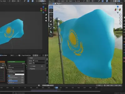 Animated Kazakhstan Flags 3D model