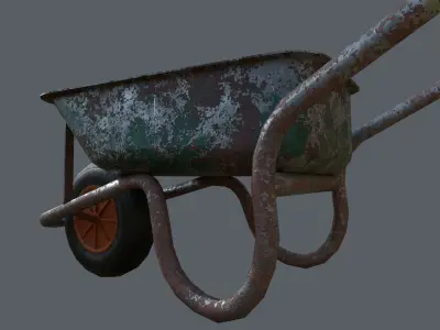 Rusty Wheelbarrow Free low-poly 3D model