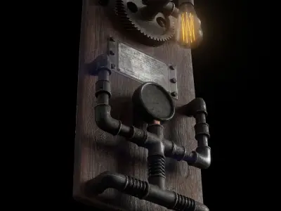 Steampunk lamp - game ready Low-poly 3D model