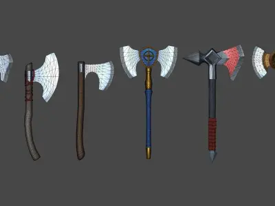 3D Lowpoly Cartoon Axe Pack Low-poly 3D model