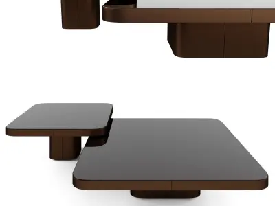 Modern Square Black Glass and Gold Brass Metal Sofa Table Tab Free 3D model