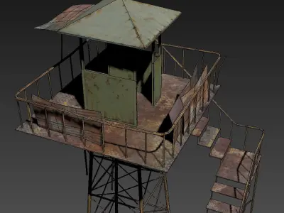Tower guard with stairs Low-poly 3D model