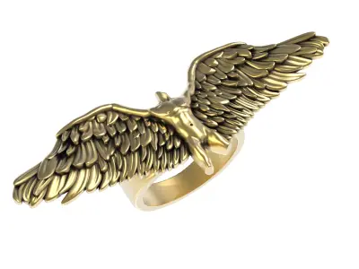 Golden Angel Wings Ring 3D print model