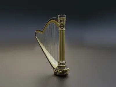 Gold Grand Harp 3D model