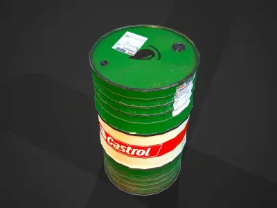 Barrels Castrol PBR Low-poly 3D model