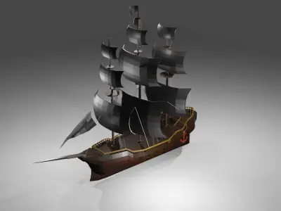 Low poly pirate ship Free low-poly 3D model