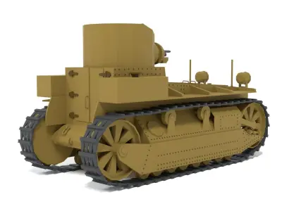 Cartoon T1E1 Cunningham Light Tank Low-poly 3D model