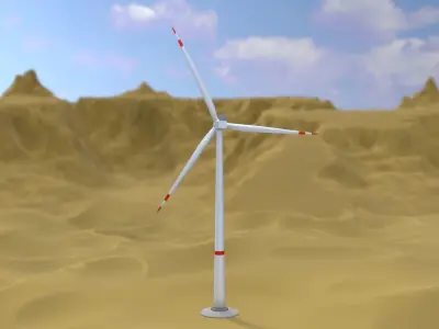 Wind turbine V1 H-138 RD 162m Animation and Foundation Low-poly 3D model