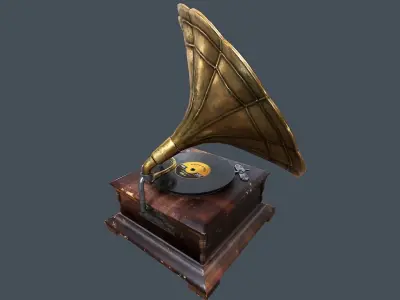 Vintage Gramophone Animated Low-poly 3D model