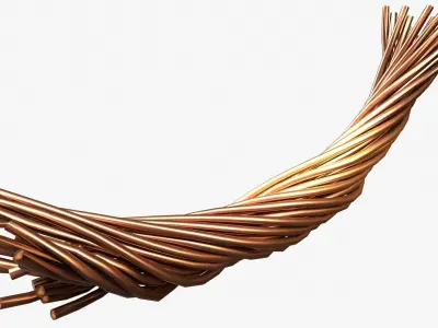 copper wire cable structure Low-poly 3D model