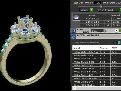 Dainty Halo Diamond Engagement Ring 3D print model