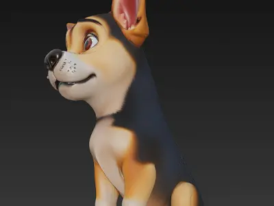 Dog Puppy Realistic 3D Model - Low Poly Realistic Low-poly 3D model