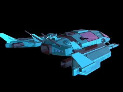 Spaceship Low-poly 3D model 5