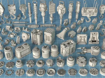 Industrial Kitbash - 12 - 100 pieces 3D model