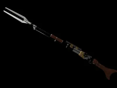 Rifle weapon with wooden handle 3D model